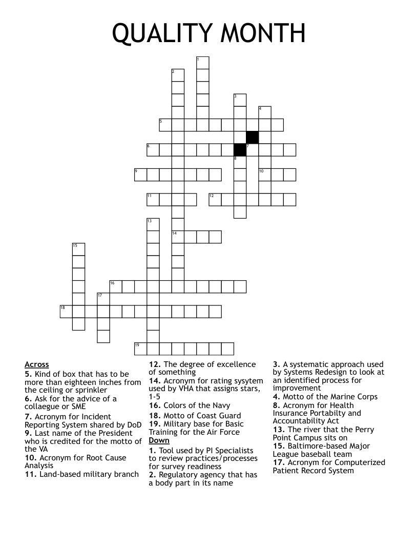 QUALITY MONTH Crossword WordMint