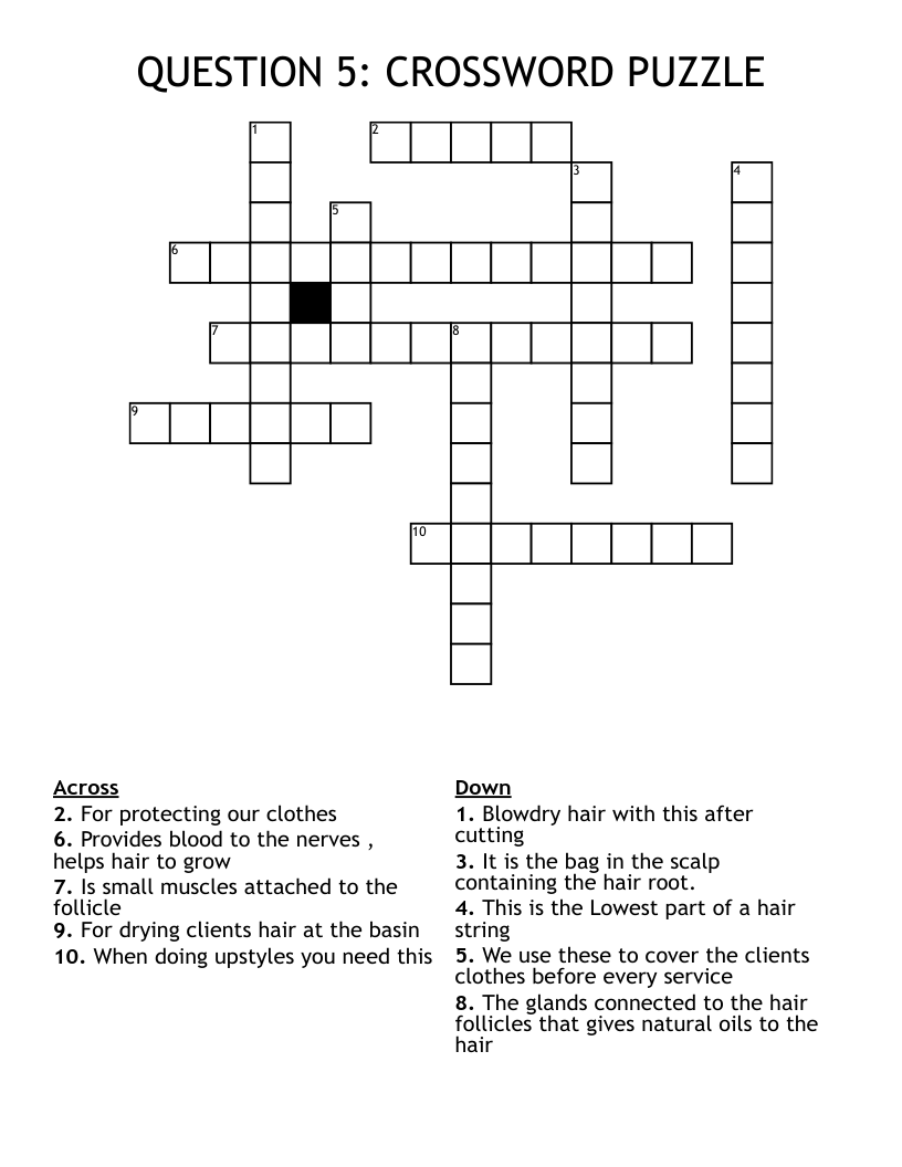 QUESTION 5 CROSSWORD PUZZLE WordMint