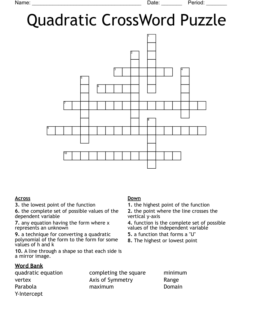 Quadratic CrossWord Puzzle WordMint