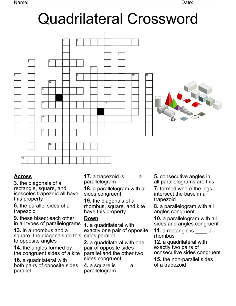 Quadrilaterals Crossword WordMint