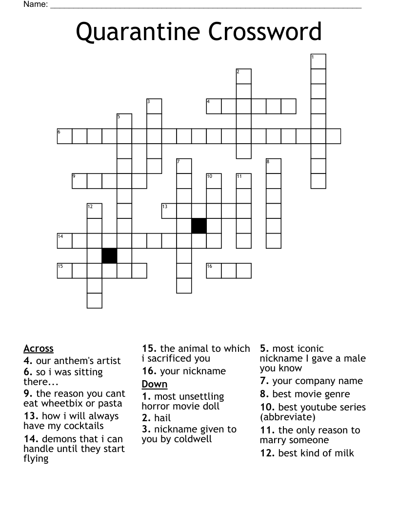 quarantine crossword wordmint quarantine crossword wordmint