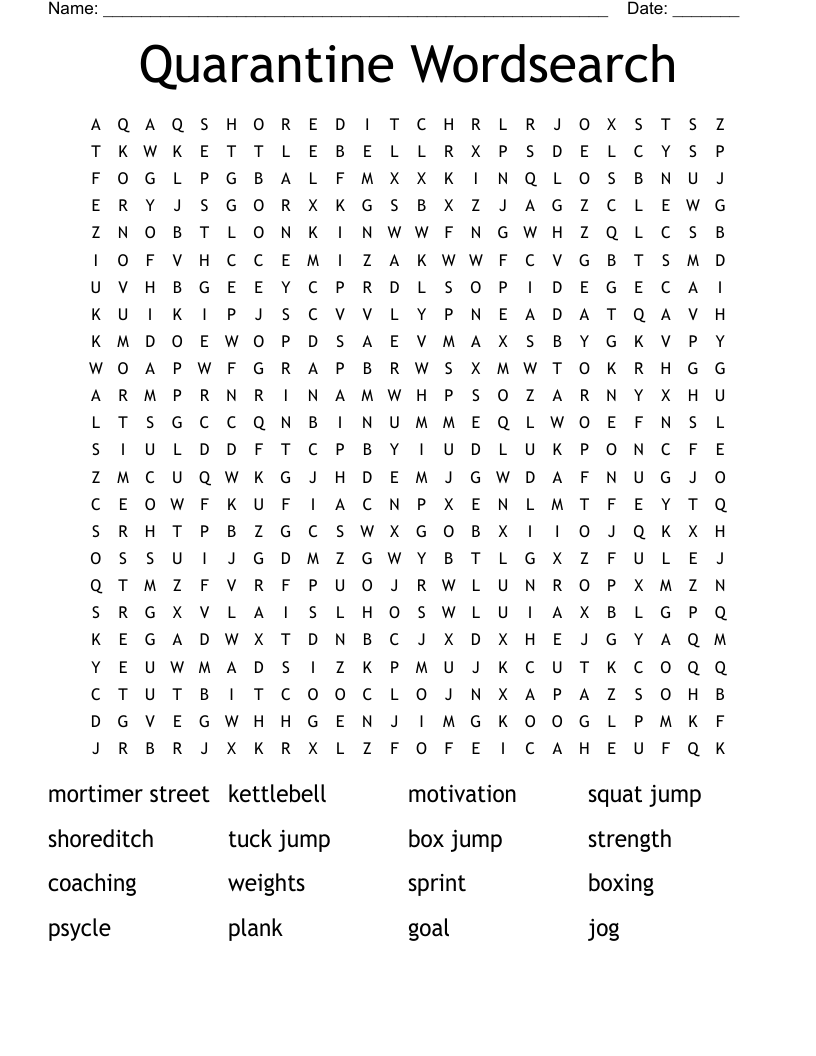 Quarantine Wordsearch 