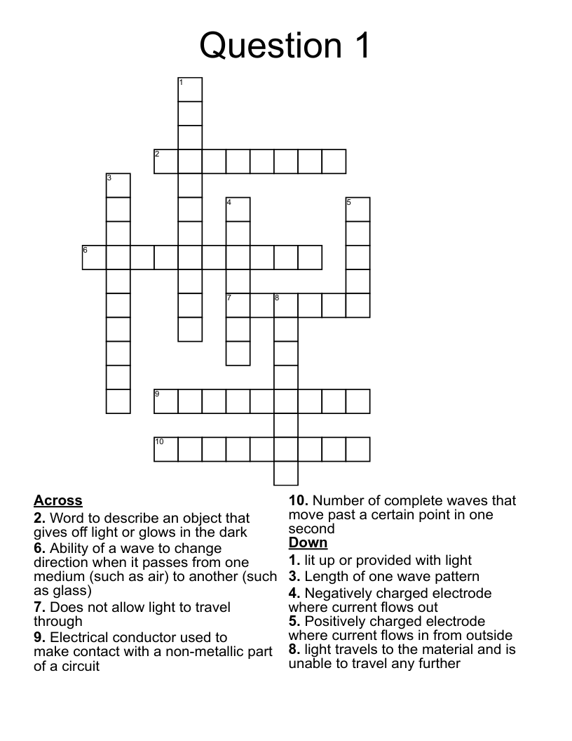 Question 1 Crossword WordMint