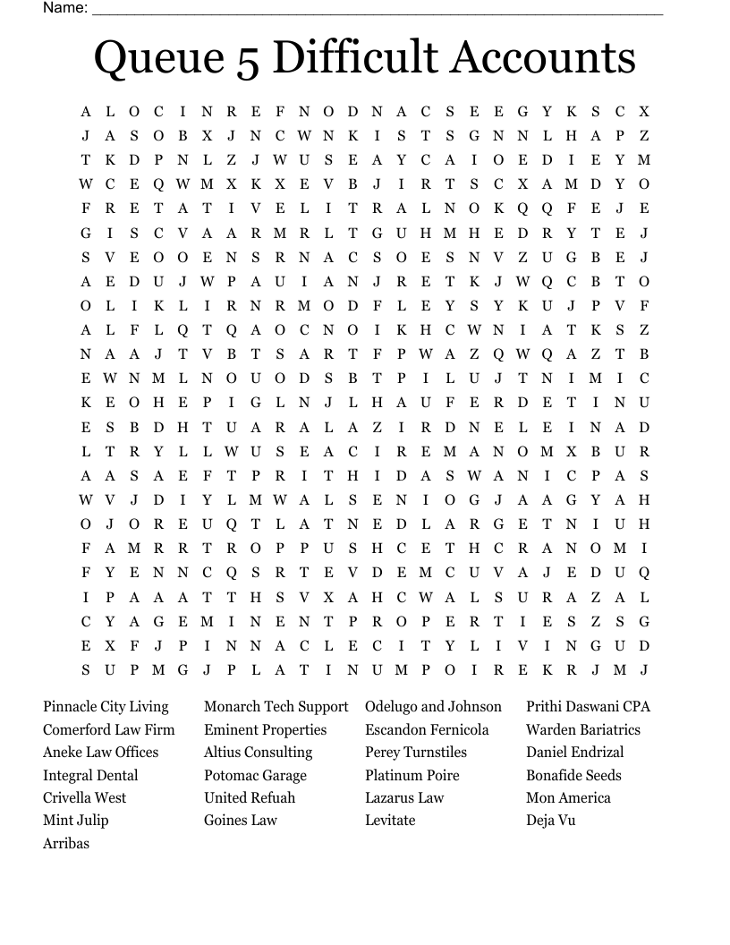 Queue 5 Difficult Accounts