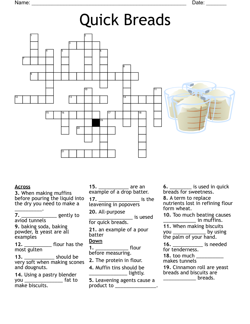 Quick Breads Crossword Puzzle WordMint