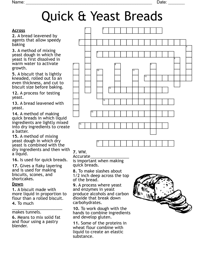 Baking And Pastry Terms Crossword WordMint
