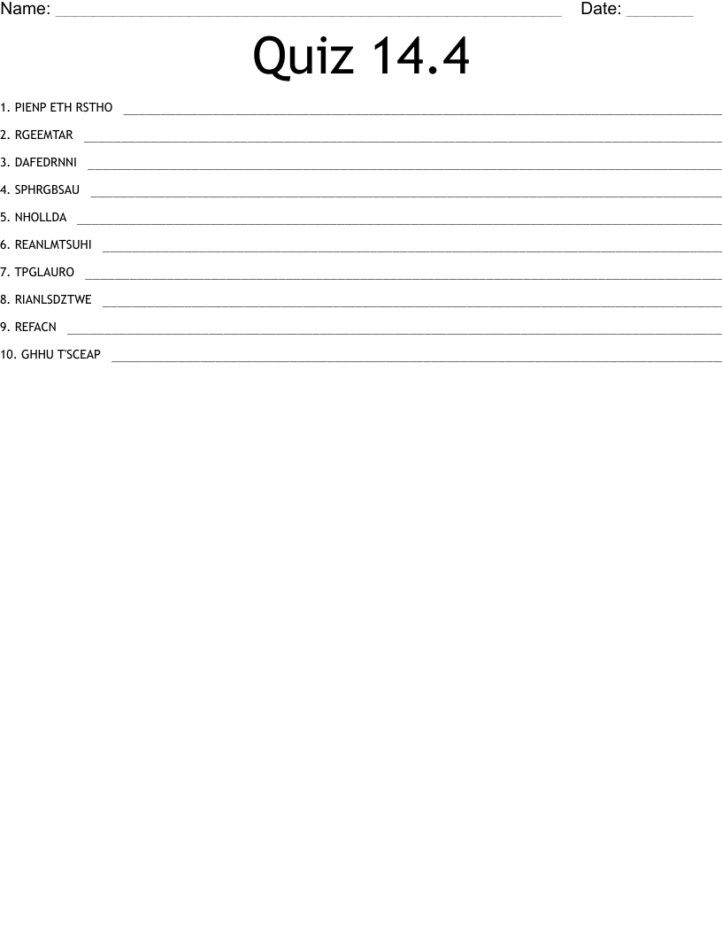 Quiz 14.4 Word Scramble