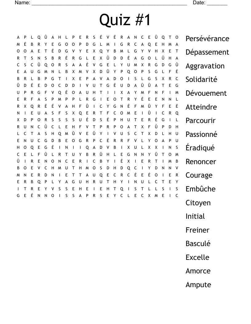 Quiz #1 Word Search