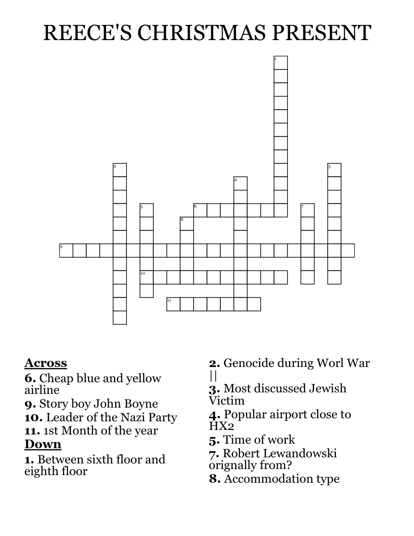 REECE'S CHRISTMAS PRESENT Crossword WordMint
