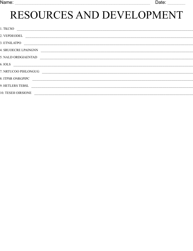 RESOURCES AND DEVELOPMENT