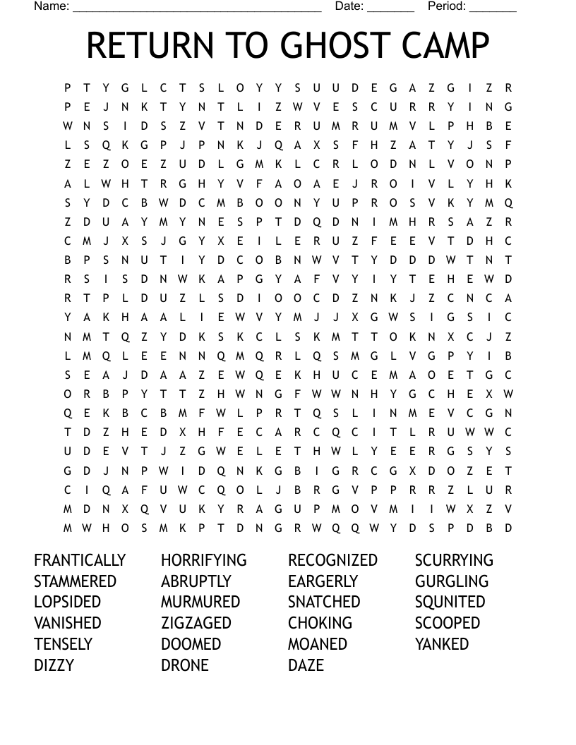 RETURN TO GHOST CAMP Word Search