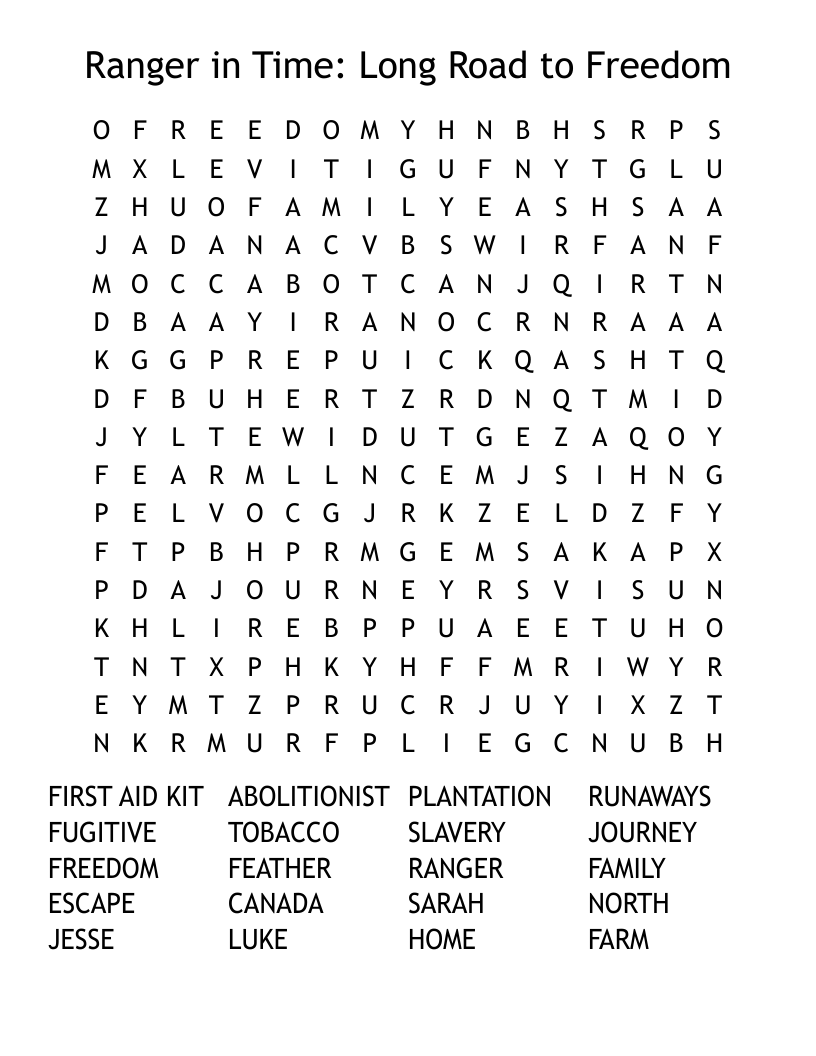 Ranger in Time: Long Road to Freedom Word Search