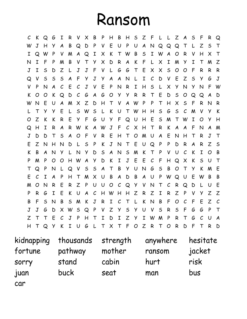 Ransom Word Search