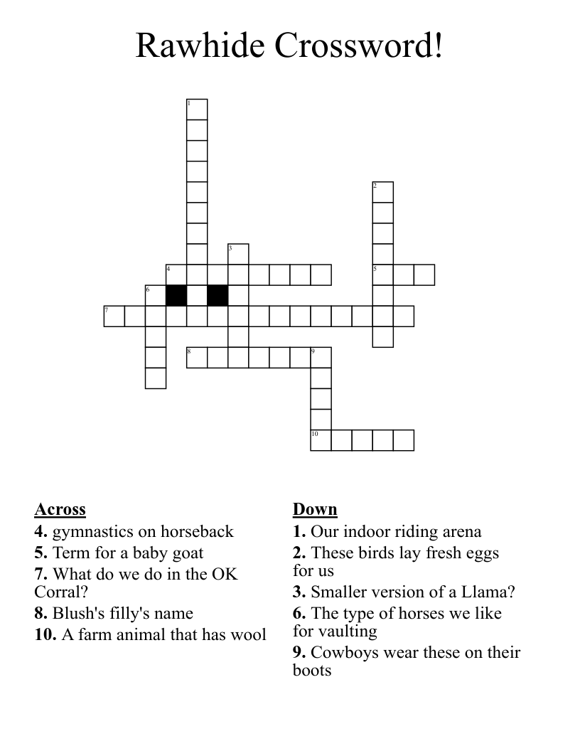 Rawhide Crossword! WordMint