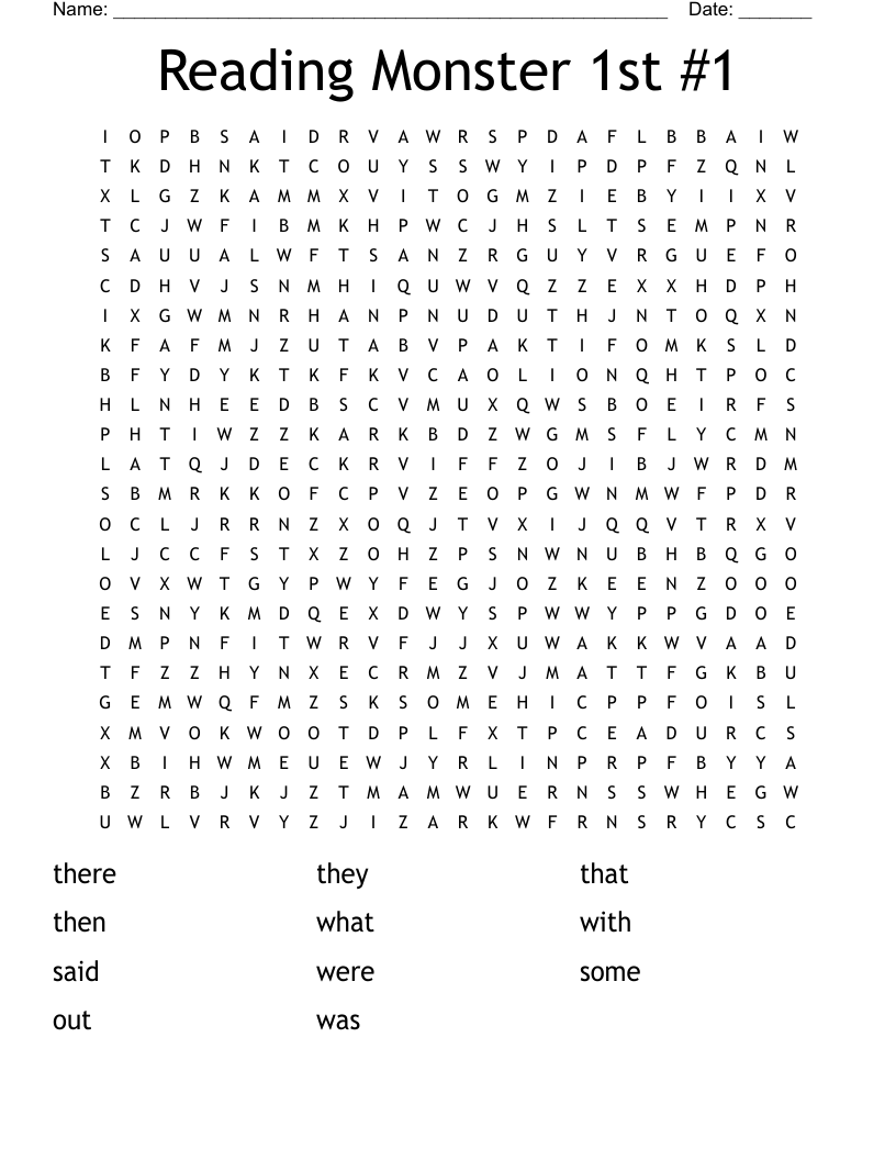 Reading Monster 1st #1 Word Search