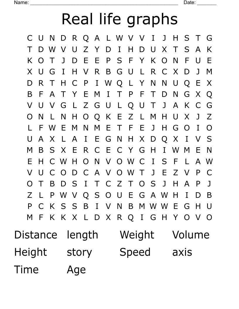 Real life graphs Word Search