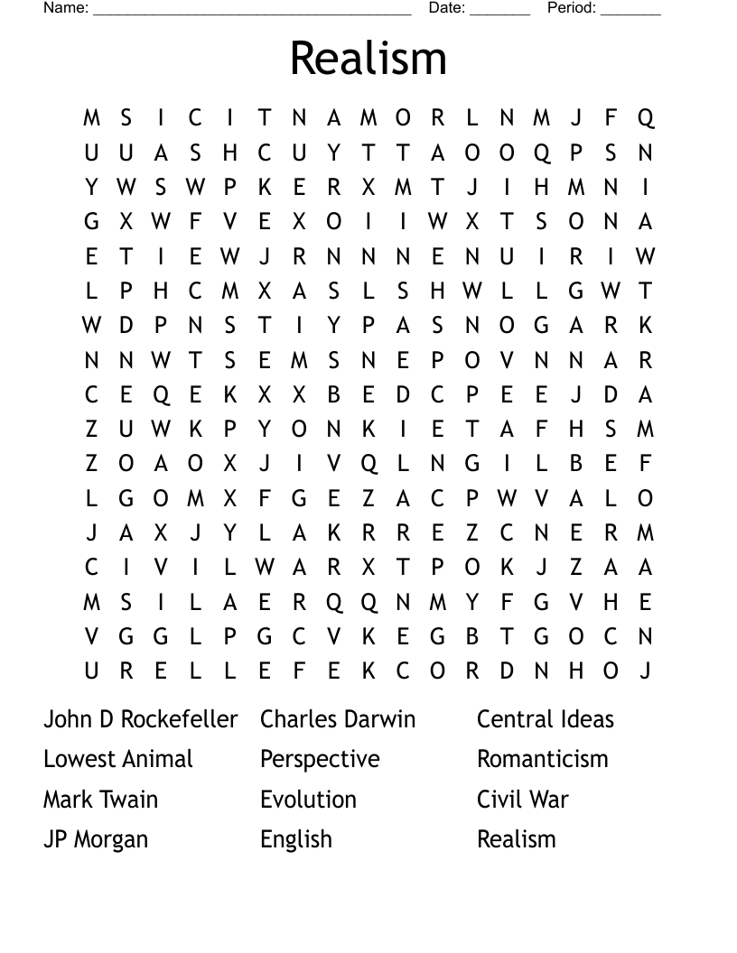 Realism Word Search