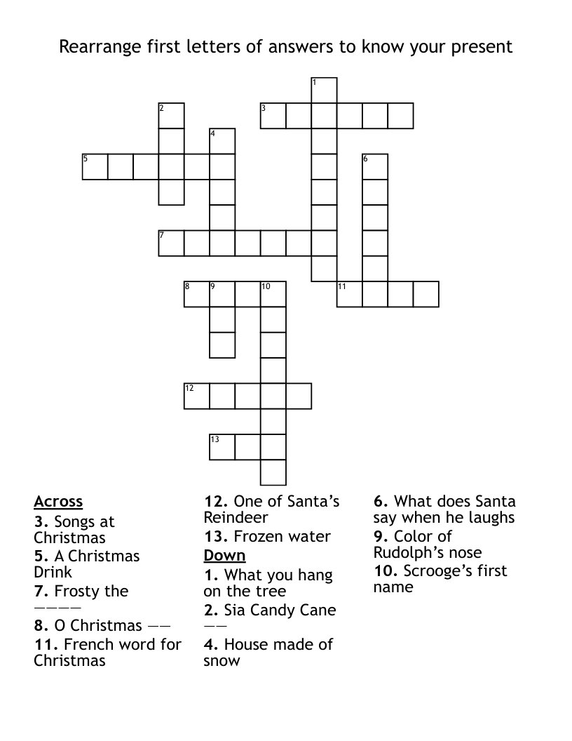 Rearrange first letters of answers to know your present