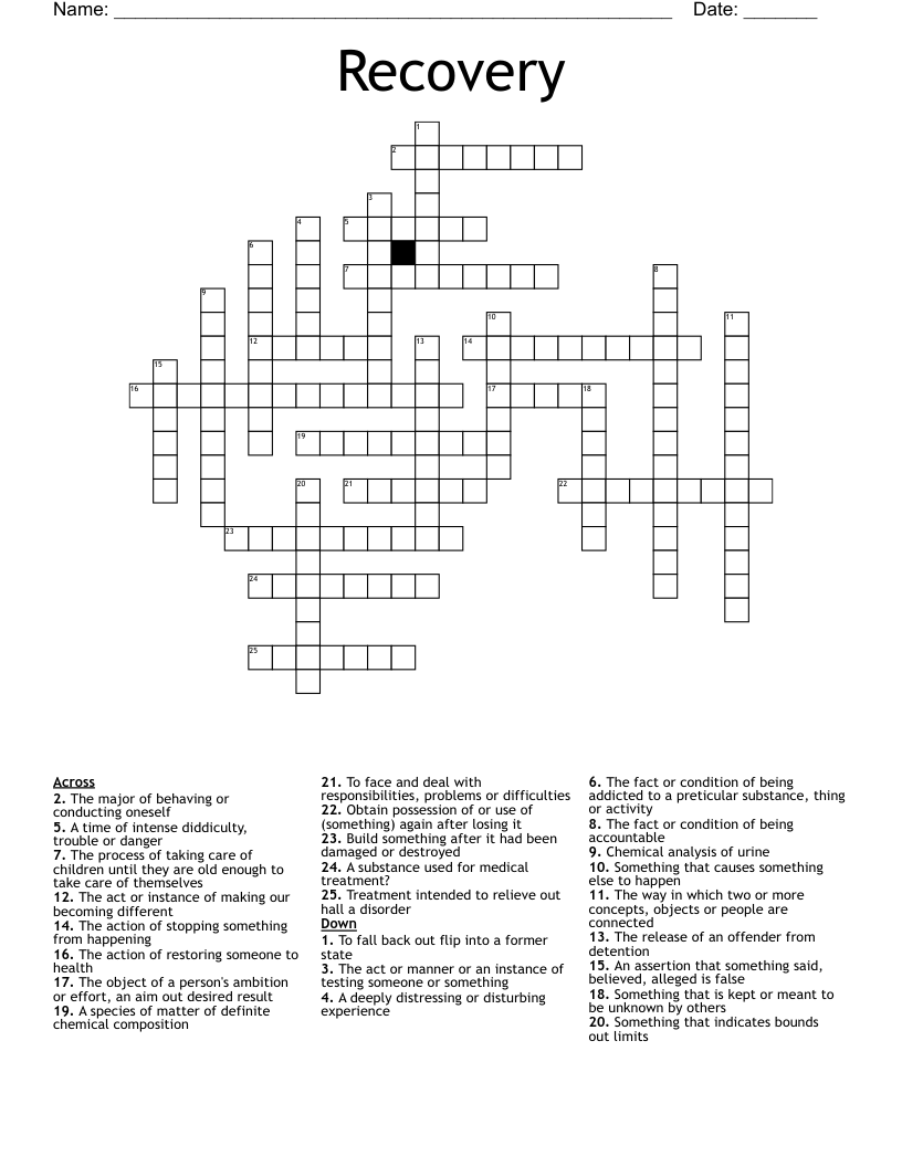 Addiction Recovery Crossword Wordmint Recovery Crossword Wordmint 