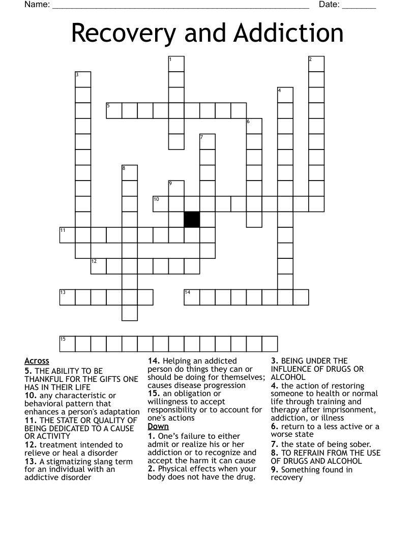 Addiction Recovery Crossword Wordmint Recovery Crossword Wordmint 