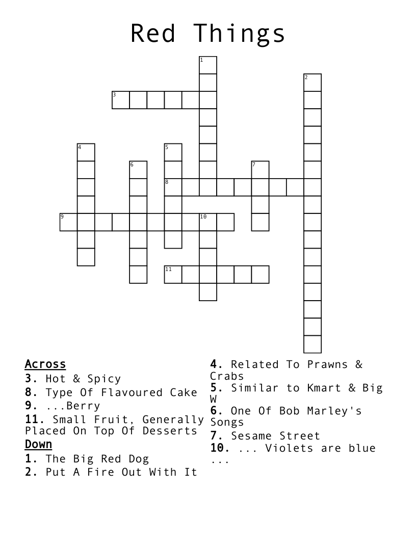 Red Things  Crossword
