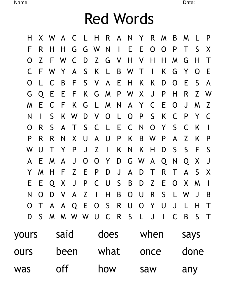 Red Words Word Search