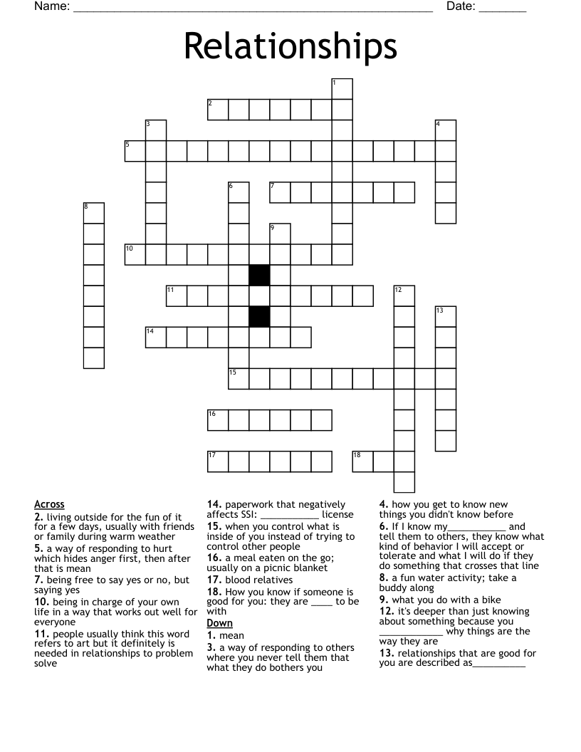 Relationships Crossword WordMint