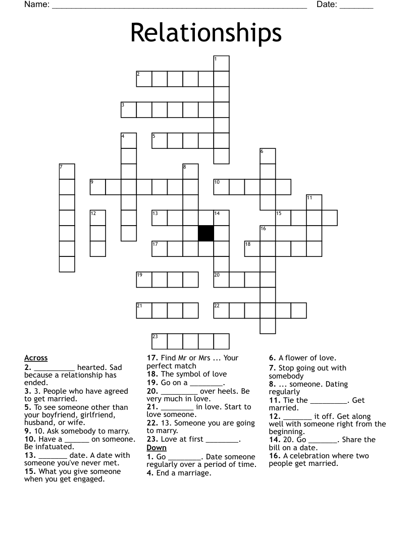 Relationships Crossword