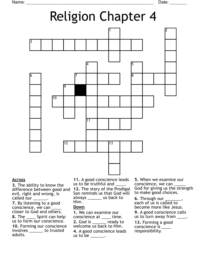 Religion Chapter 4 Crossword