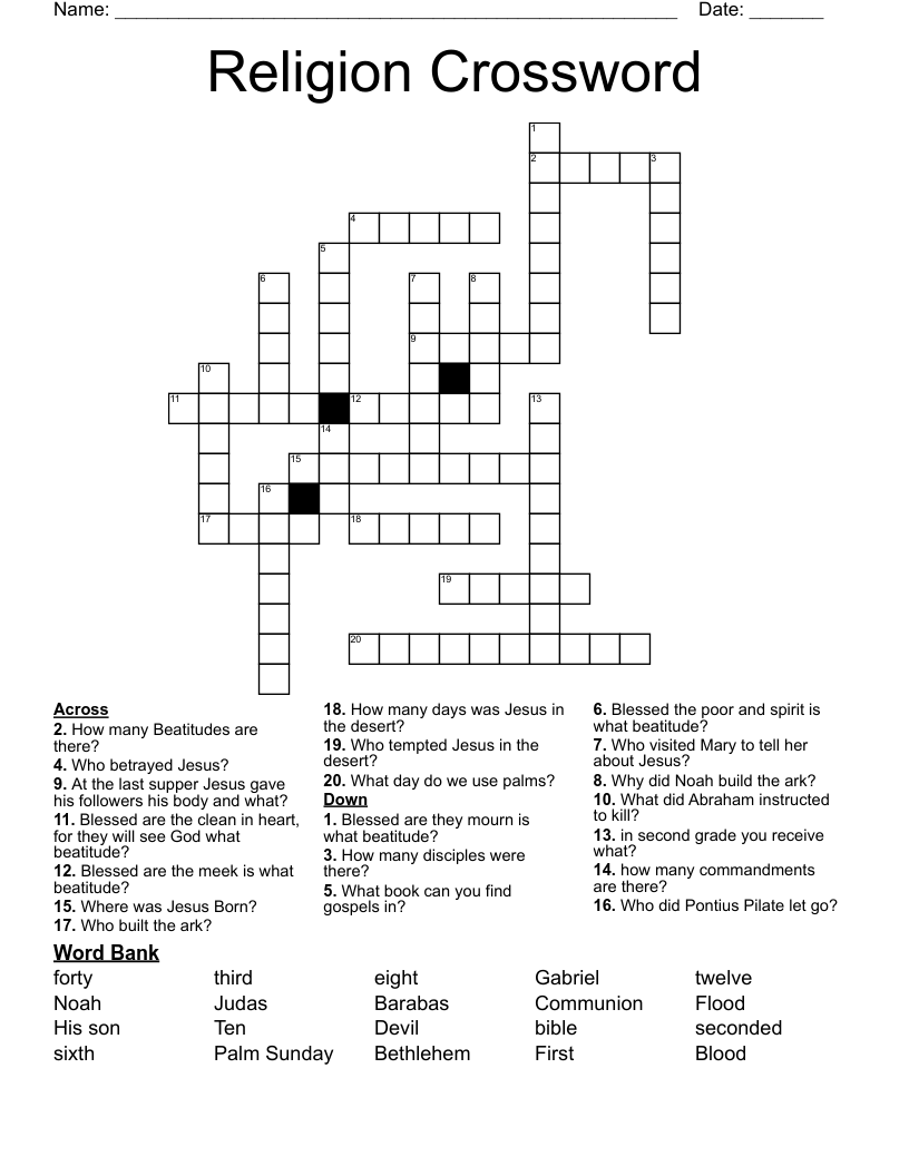 Religion Crossword 