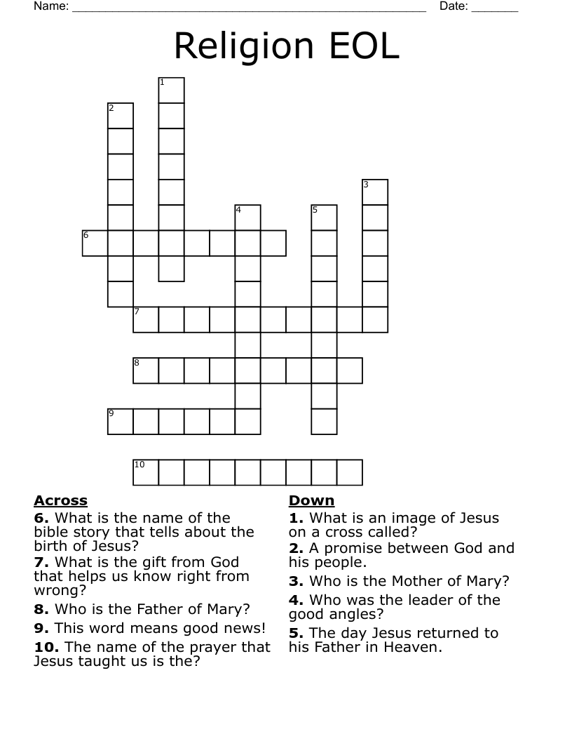 Religion EOL Crossword