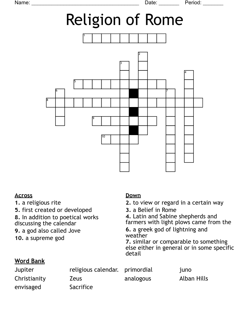 Religion of Rome Crossword