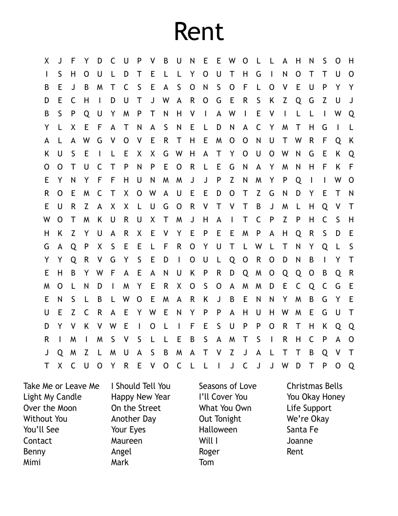 Rent Word Search