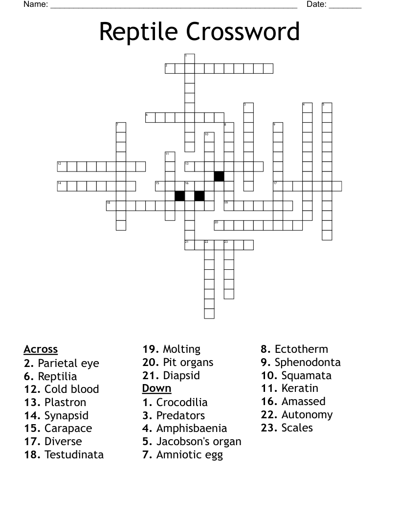 Amphibians And Reptiles Crossword WordMint