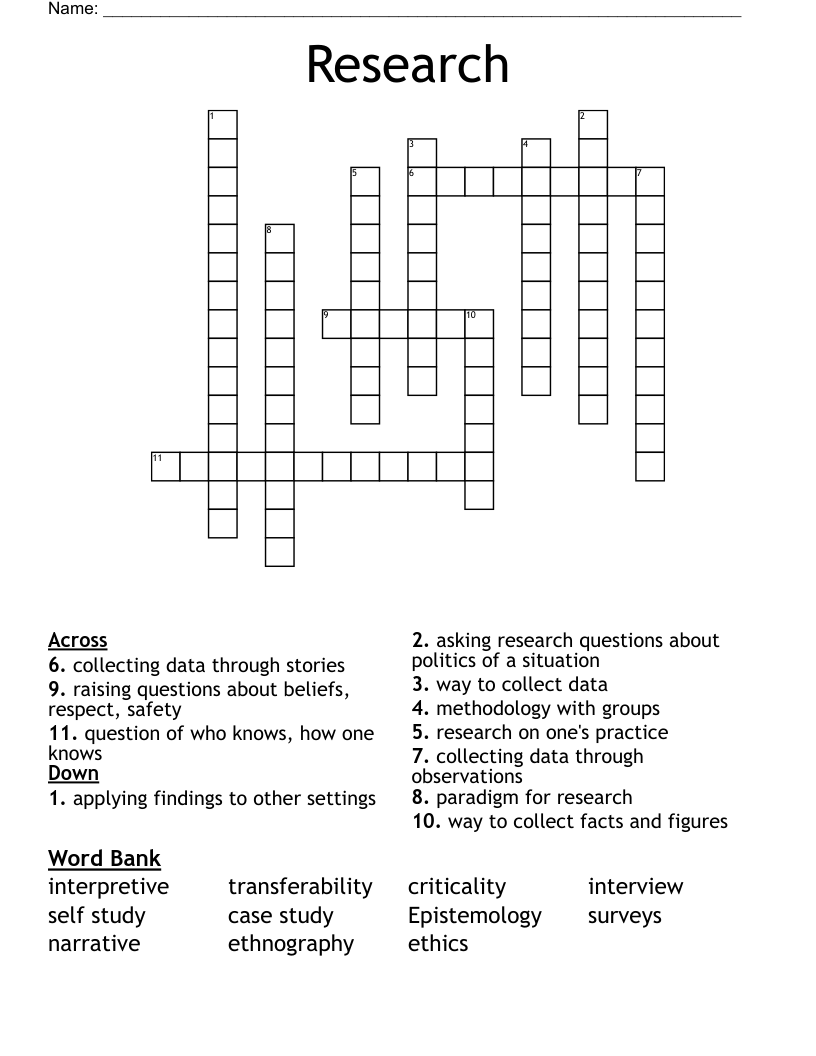 Research  Crossword
