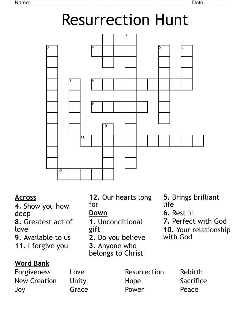 Resurrection Hunt Crossword