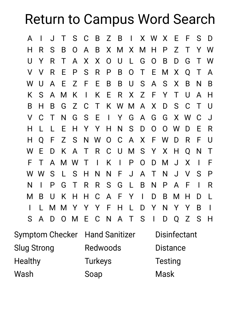 Return to Campus Word Search