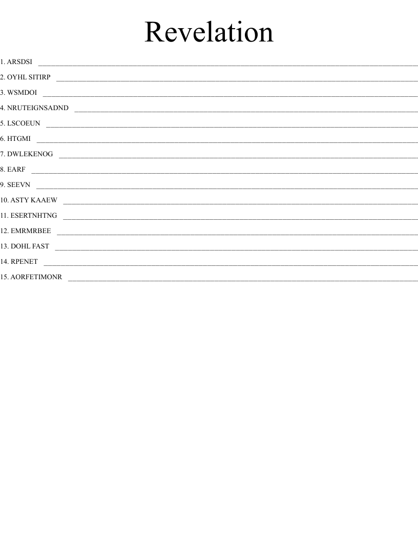 Revelation Word Scramble