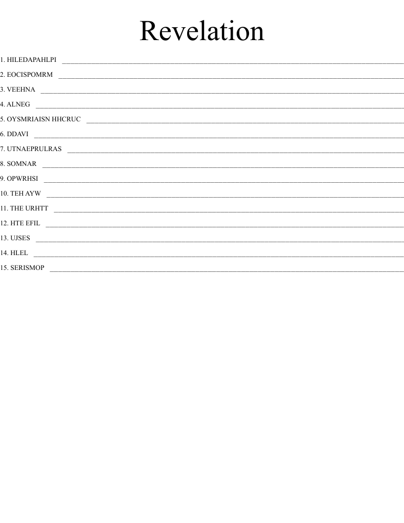 Revelation Word Scramble WordMint