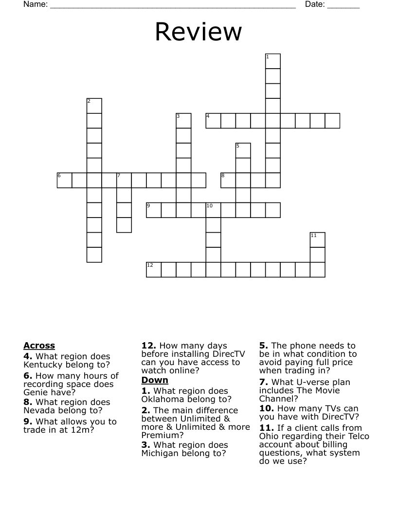 Review Crossword