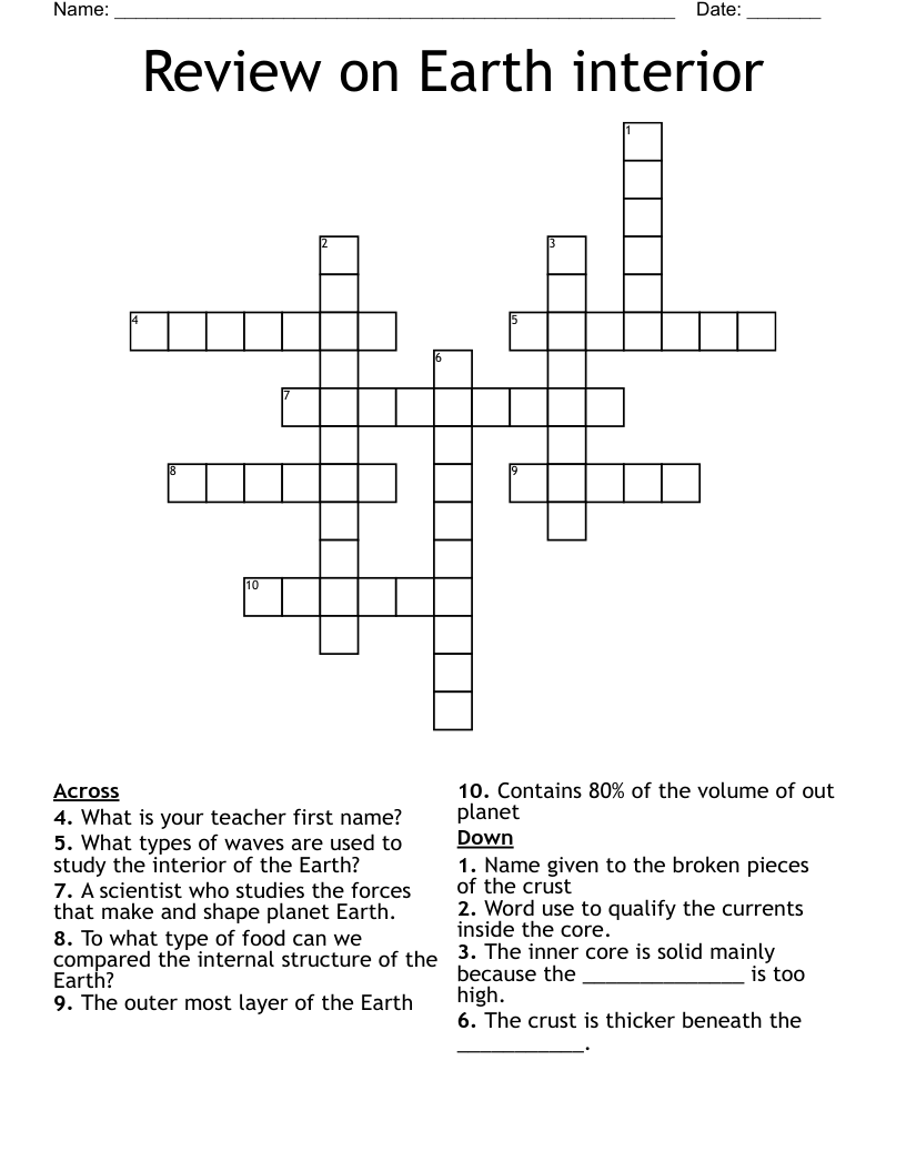 review-on-earth-interior-crossword-wordmint