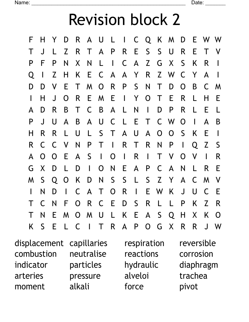 Revision block 2 Word Search WordMint