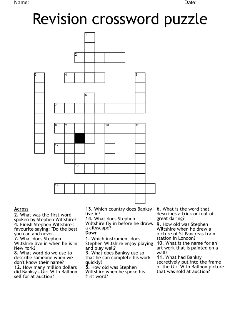 Revision crossword puzzle