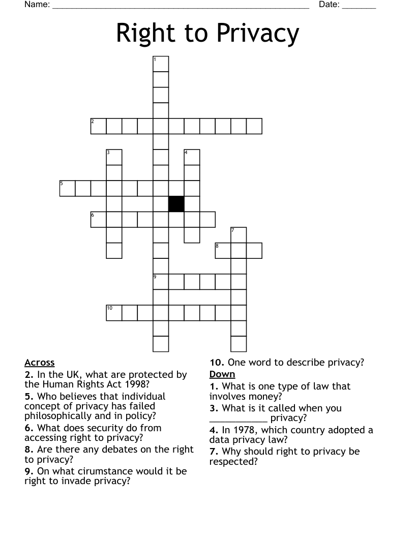 Right to Privacy  Crossword