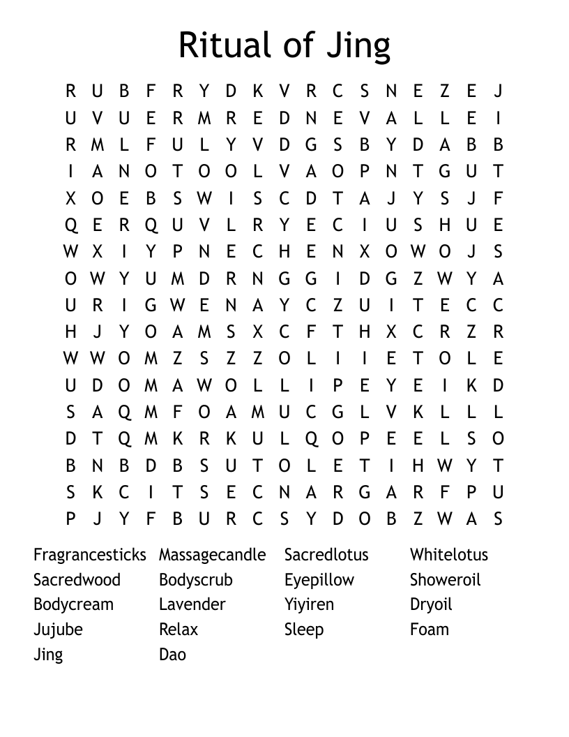 Ritual of Jing Word Search