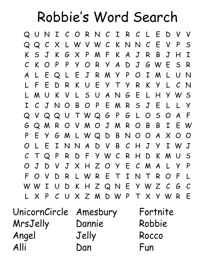 Robbie’s Word Search