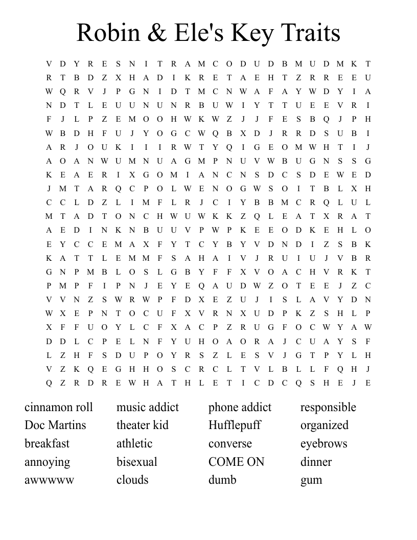 Robin & Ele's Key Traits Word Search