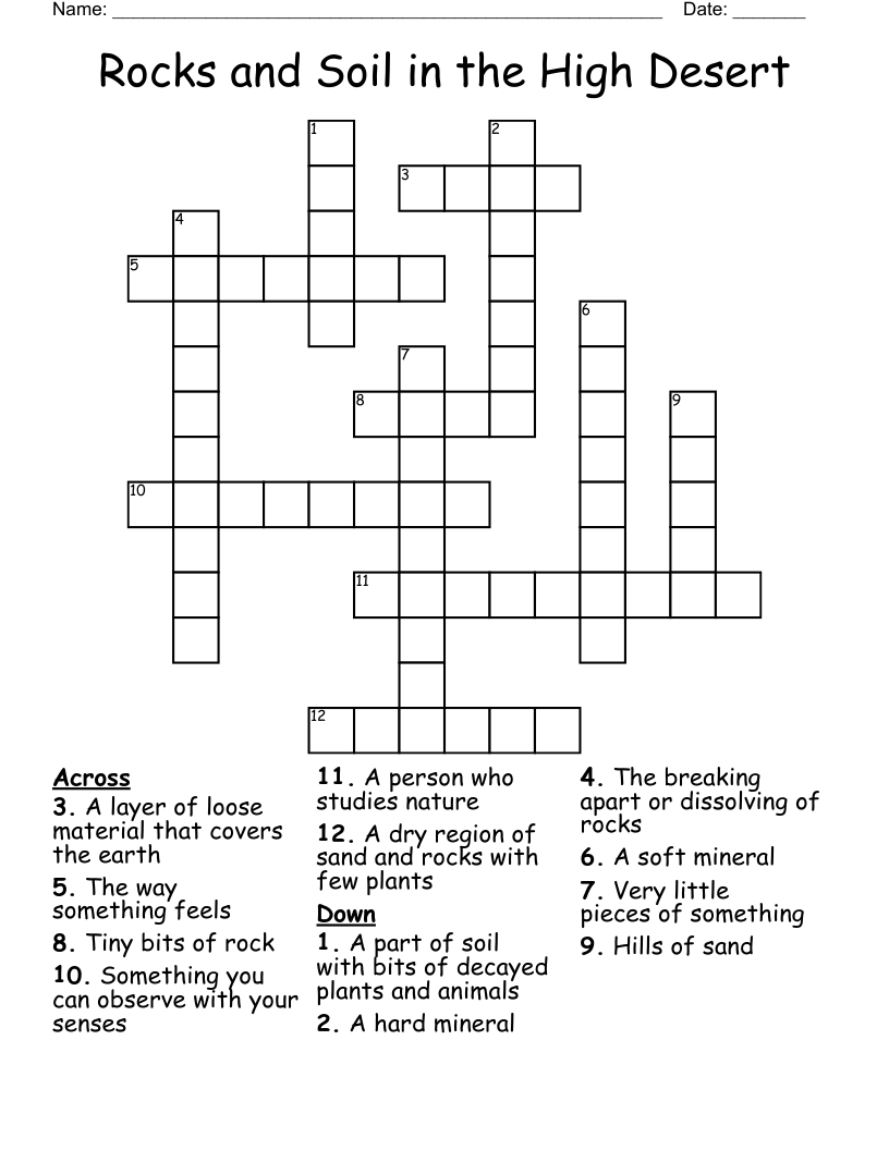 Rocks and Soil in the High Desert Crossword WordMint