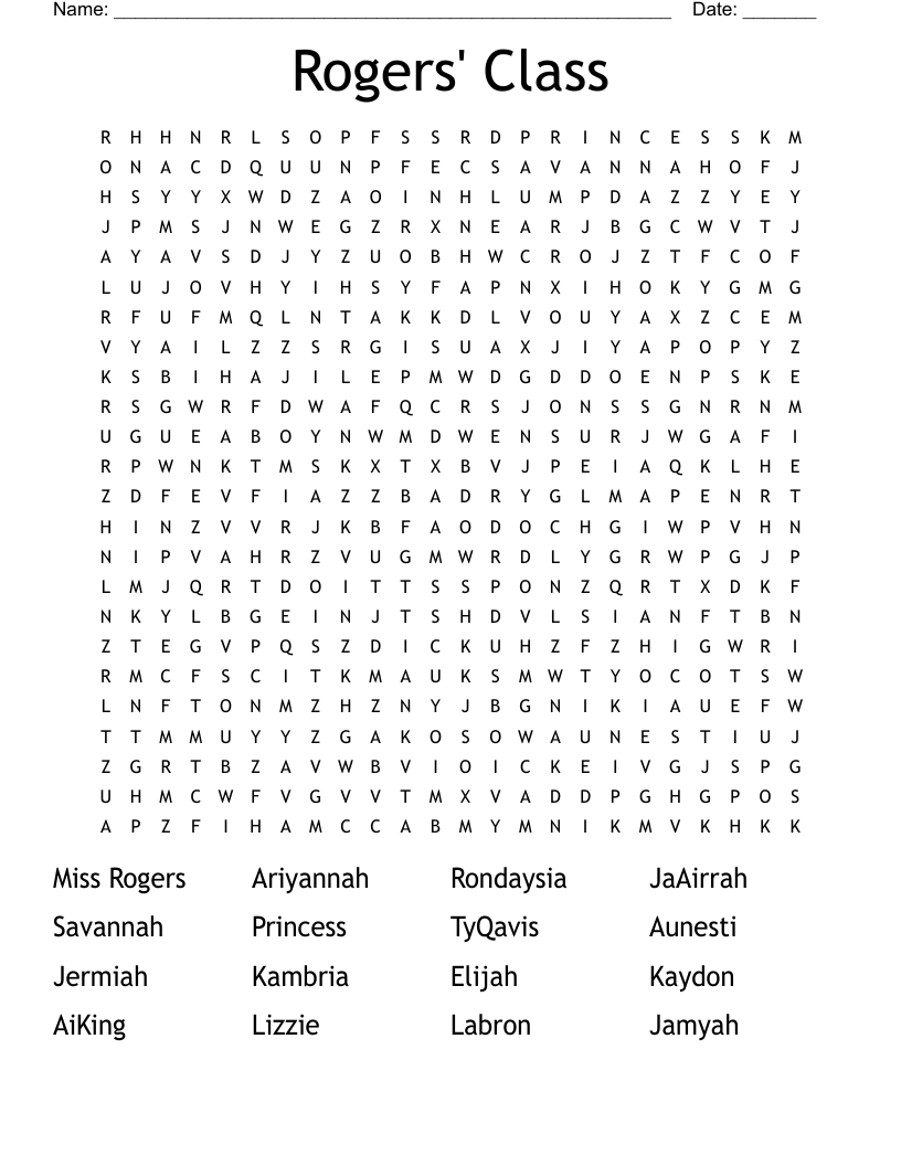 Rogers' Class Word Search