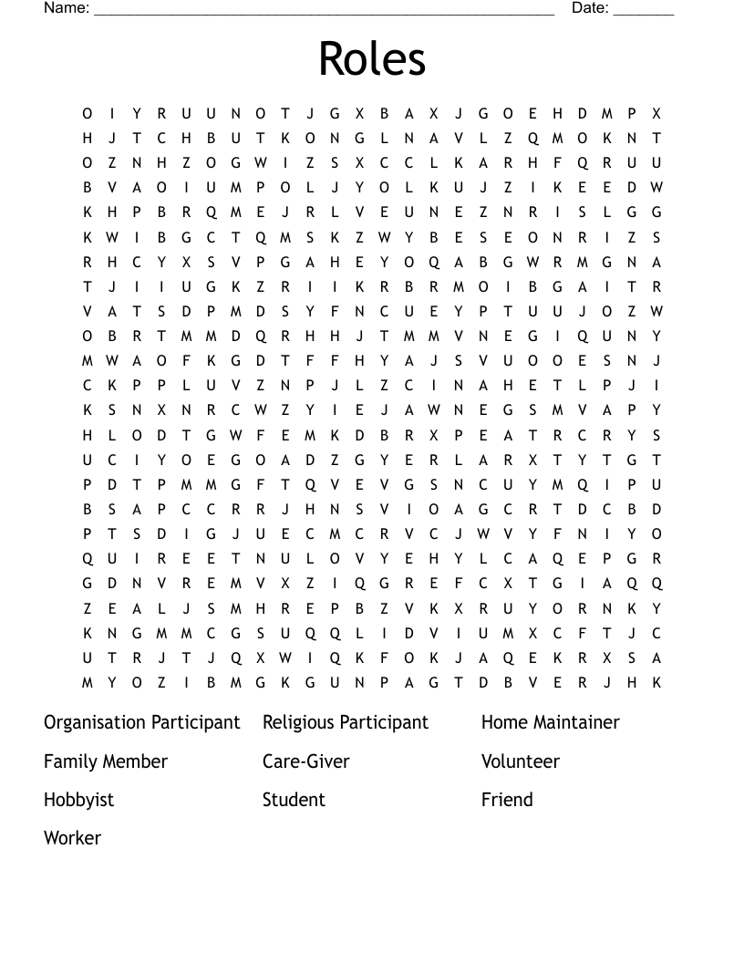 Roles  Word Search